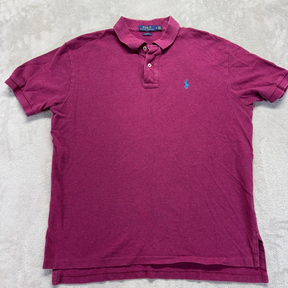 Polo by Ralph Lauren Burgundy Polo Shirt with Blue Logo